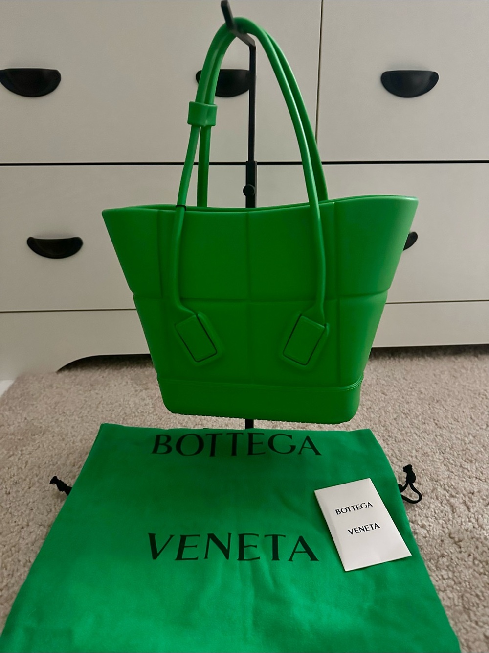 Bottega Veneta Mini Arco Rubber Green Tote Bag